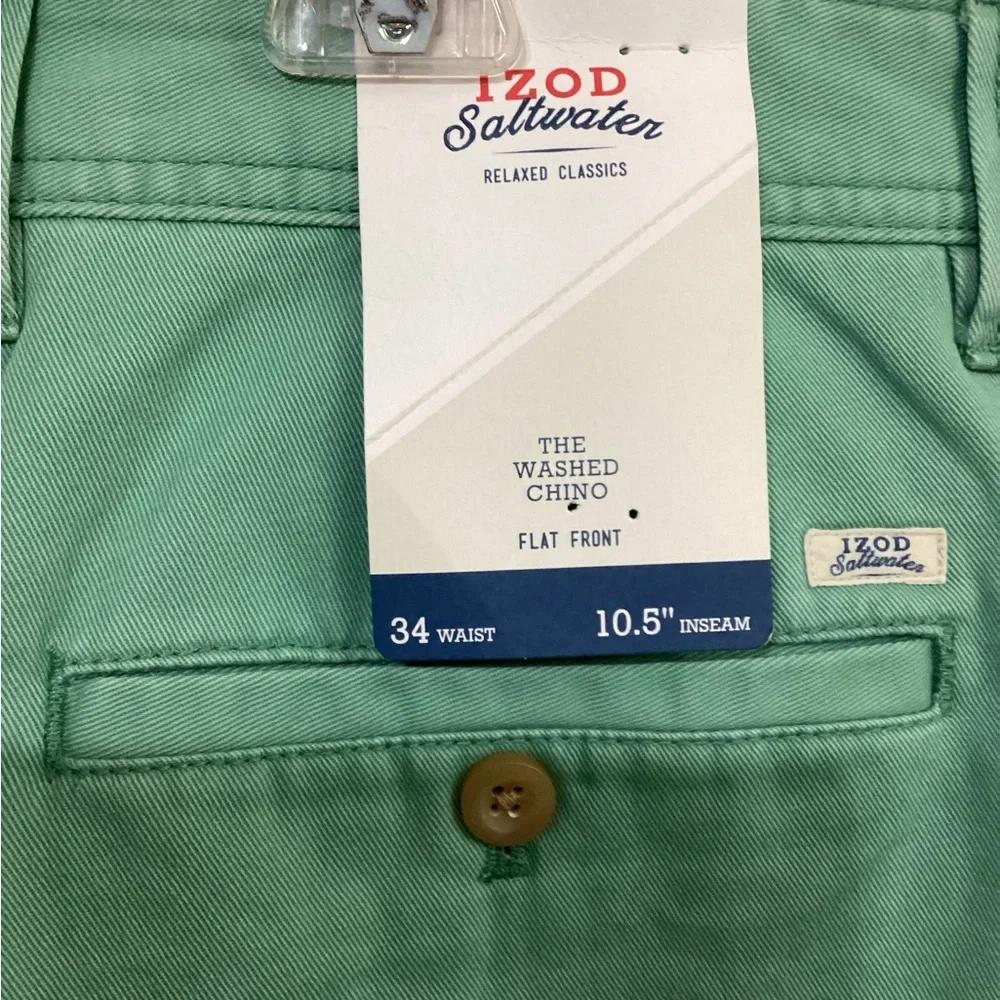 IZOD Saltwater Chino Shorts Men’s 34 Mint Green Golf Preppy NWT 10.5